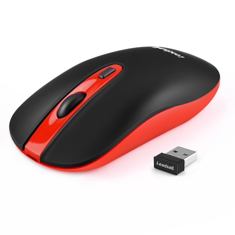 Leadsail Rechargeable Wireless Slim Cordless Mouse, 2.4G Portable Less Noise Optical Mouse with 5 Adjustable DPI Levels for Laptop, Desktop, MacBook - Image 1
